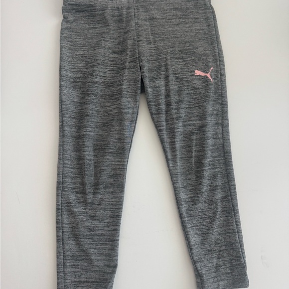 Puma Kids Heather Gray Leggings with Pink Logo - Picture 1 of 3